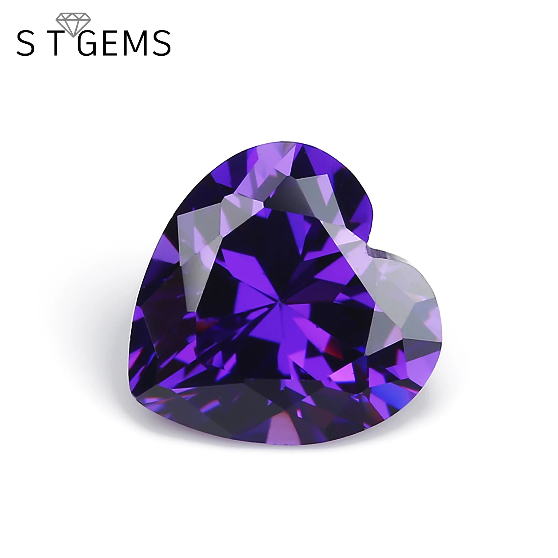 Loose Cubic Zirconia Heart Shape Machine Cut Purple Blue 3A Custom CZ Stones