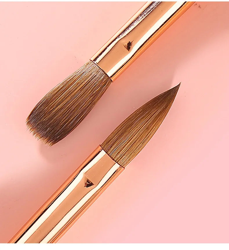 Professional Nail UV Gel Art Brush 100% Pure Kolinsky Flat Hair Luxury French Style with Acrylic Pink Handle Nail Art Supplies