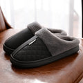 Men Slippers Indoor PU Leather Winter Waterproof Warm Home Fur Women Slippers Male Couple Platform Fluffy Big Sizes Shoes