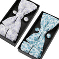 Floral Jacquard Bowties Luxury Design Handkerchief Cufflinks Bow Ties Gift Box Set Shirt Accessories Silk Bow Tie Cravat for Men