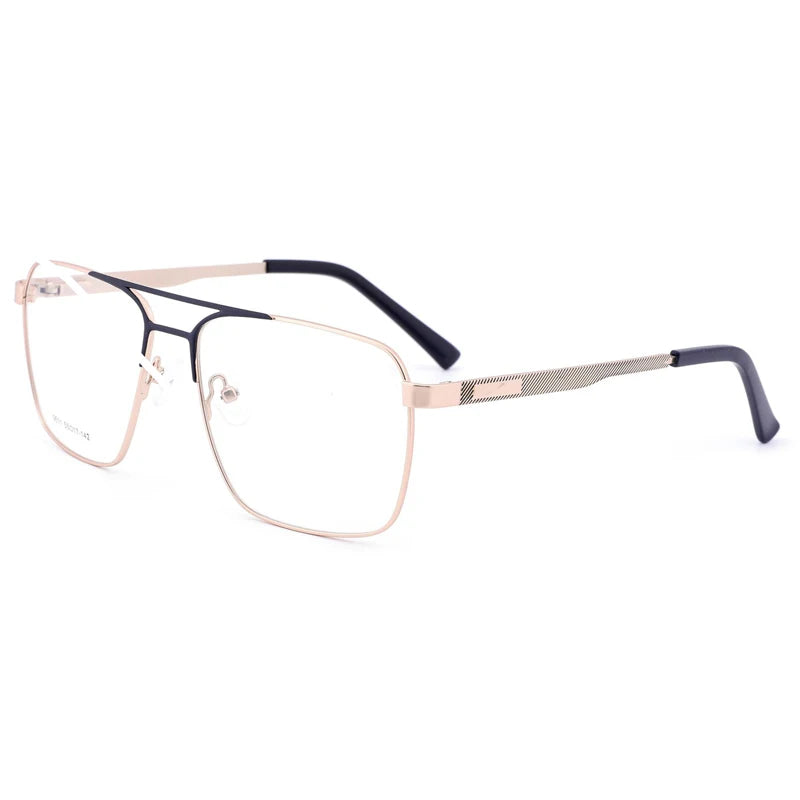 WHEF-9011 Trendy Square Metal Double Bridge Pilot Frames Spectacle Glasses Fashion Optical Frame Women Men Eyeglasses Wholesale