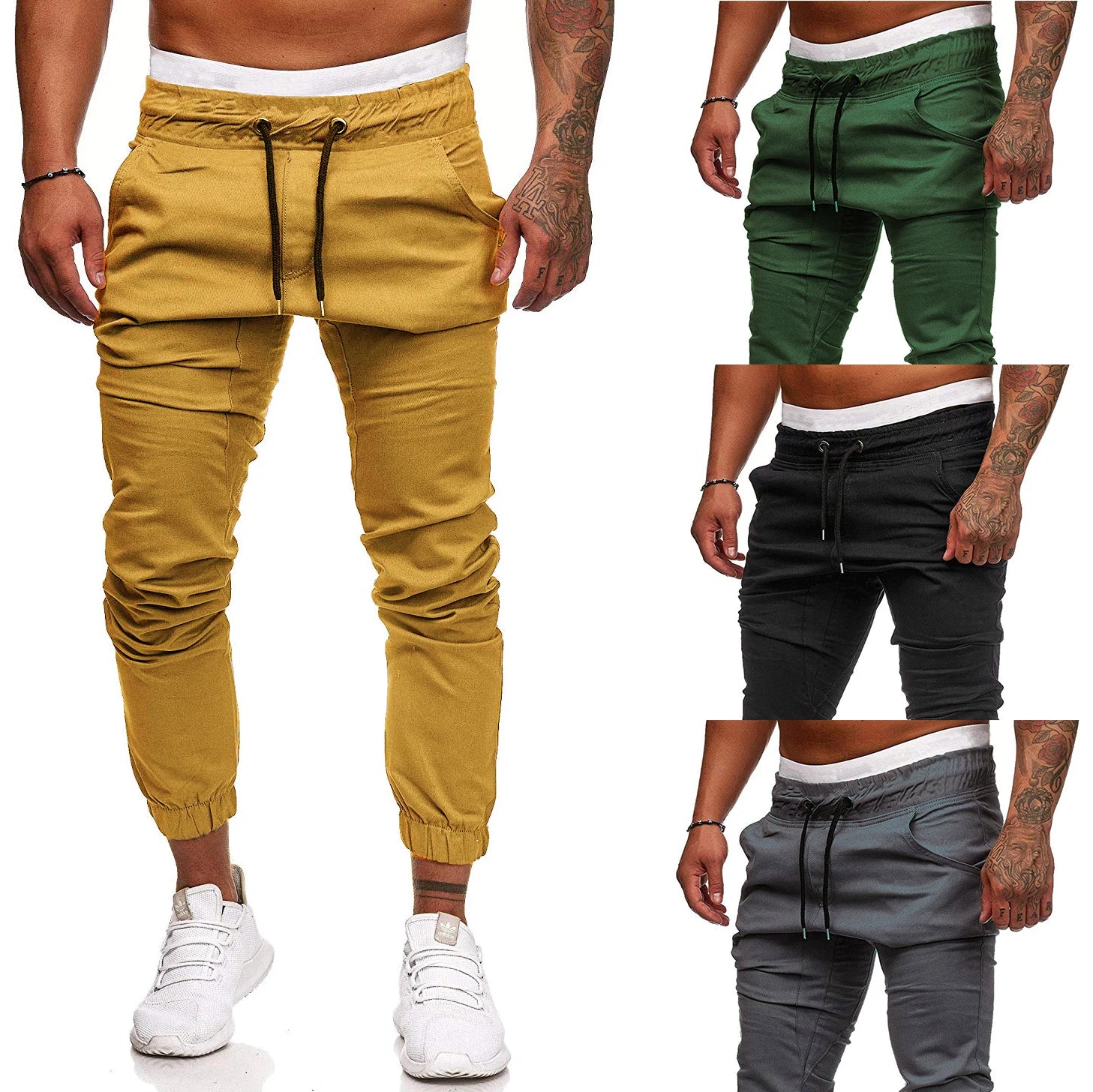 M-3XL Colors Pants Mens Summer New Style Loose Casual Elastic Pants Chinos Trousers for Men Polyester Cotton Ankle Banded Casual