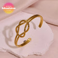 Wholesale Men's Stainless Steel Knotted Bracelet Bow 14K Gold Plated Titanium Diamond Bezel Setting Trendy Style Wedding Gift