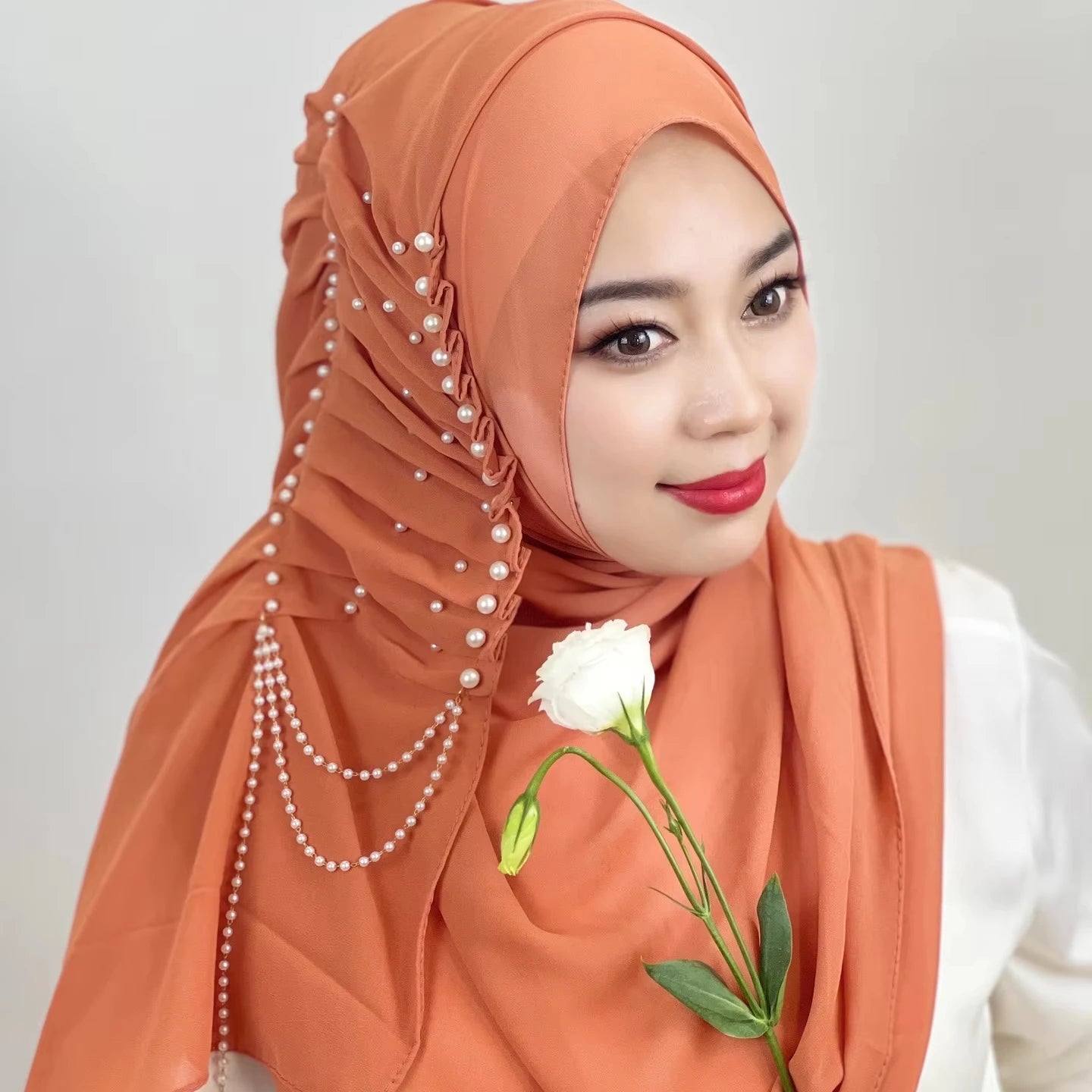 Chiffon New Design Mousseline Jersey Robe Femmes Musulmanes square Hijab Turqu Kleid Pins Muslim Scarf Women
