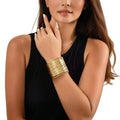 Exaggerated Multilayer Metal Wires Strings Open Cuff Bracelets for Women Vintage Gold Wide Bangle Bracelet Fashion Hand Jewelry