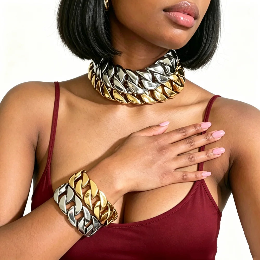 Wholesale Necklaces for Women New Arrival Fine Jewelry Chunky Gold Main Character Cuban Chain Choker Necklace for Women