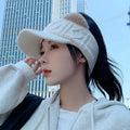 Sun Backless Visor Hat for Women Winter Elastic Warm Knitted Hats