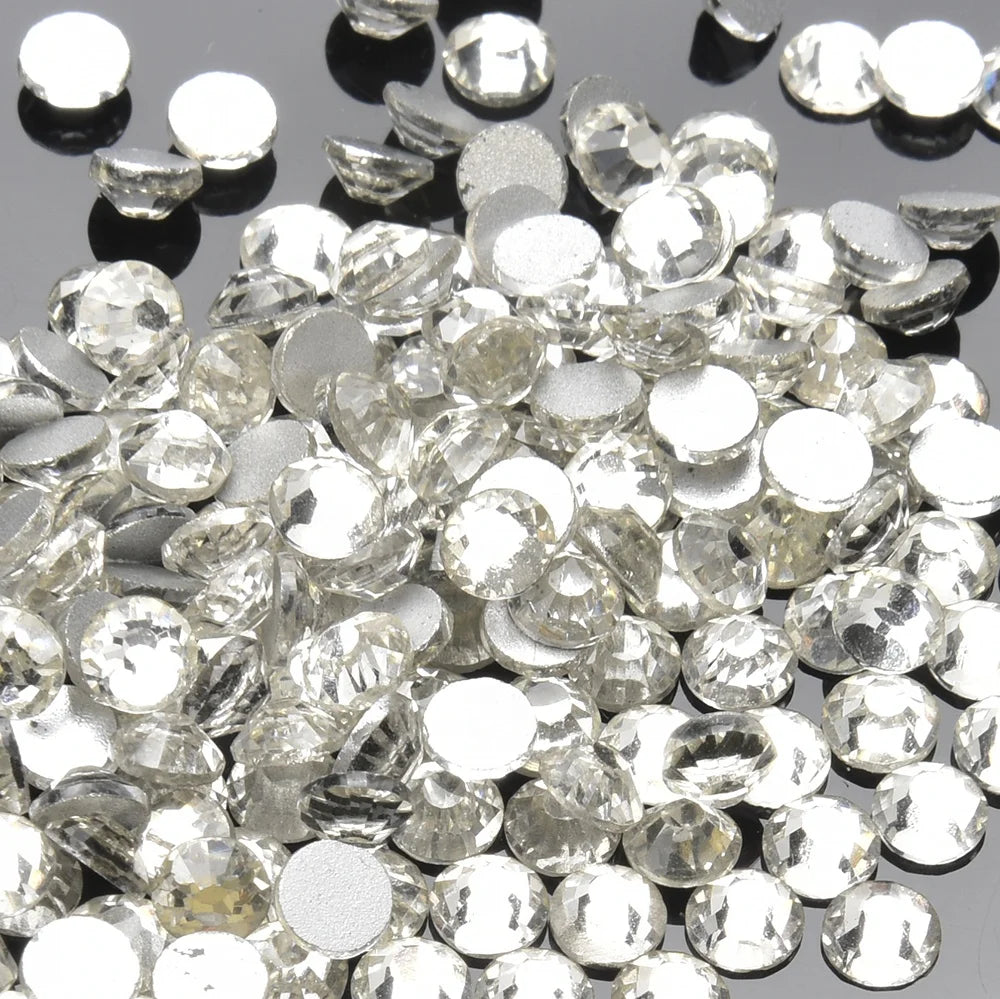 1.2-10mm Clear Nail Art Crystals Flat Back Glass Rhinestone Loose Diamonds Strass DIY Make up Home Clothes Ornament Accessories