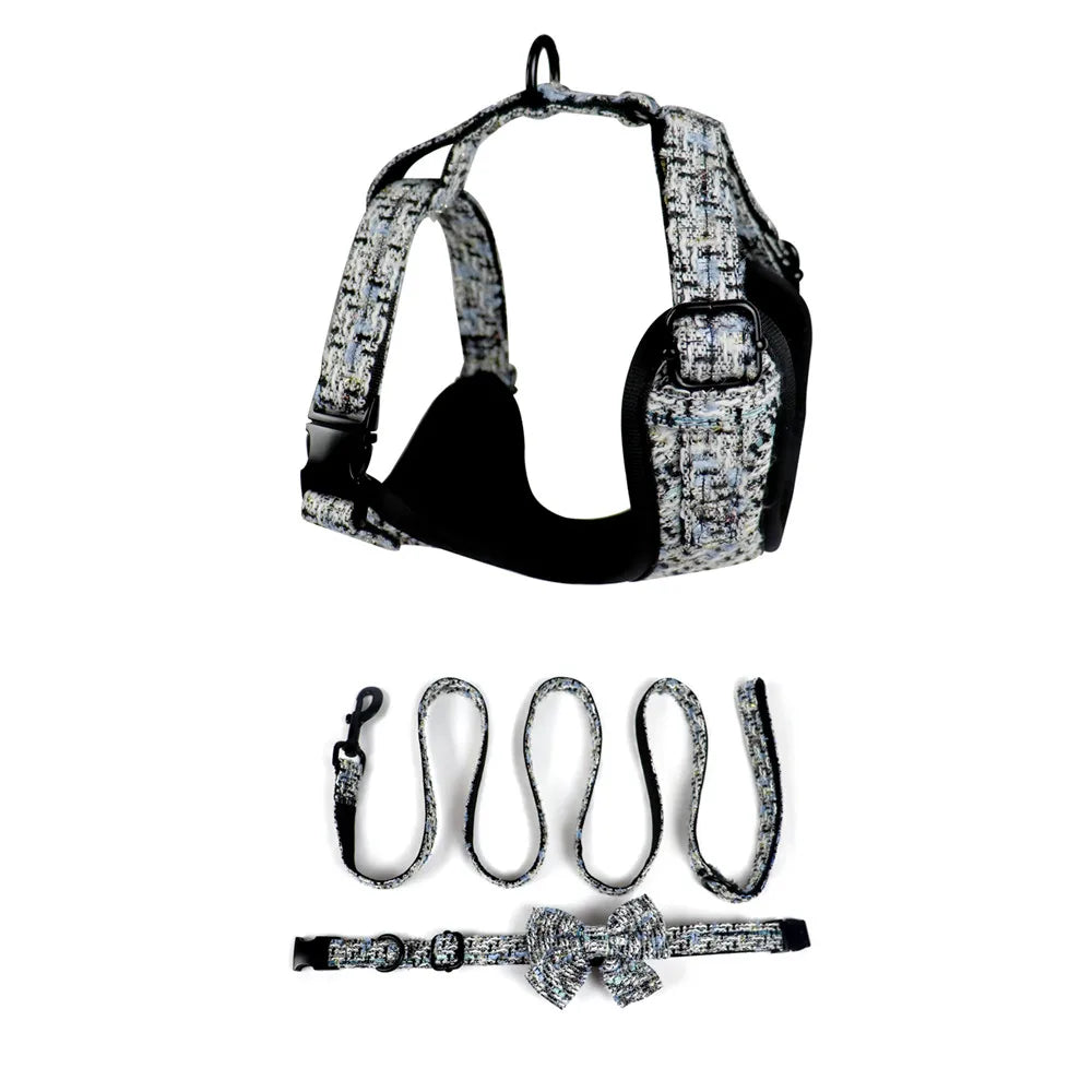 2024 Luxury Pet Harness for Dog Custom Sherpa Teddy Velvet Harness Personalized Designer Dog Harness Leash Set With Leash Collar