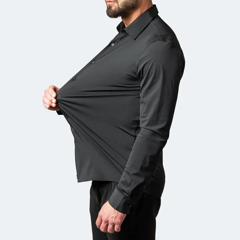 Men Spring Autumn Breathable Men's Long Sleeve Shirts Vertical European Size Men's Shirts