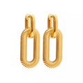 Custom Statement 18K Gold Plated Stainless Steel Drop Hoop Earrings Trendy U Shape Girls Gift for Party