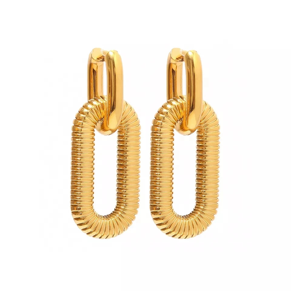 Custom Statement 18K Gold Plated Stainless Steel Drop Hoop Earrings Trendy U Shape Girls Gift for Party