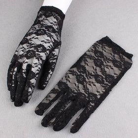 Spring and Summer New Women's Driving Sunscreen Gloves Thin Lace Short Gloves Outdoor Travel Sunshade Photo Gloves