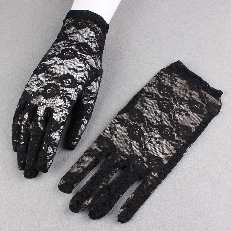 Spring and Summer New Women's Driving Sunscreen Gloves Thin Lace Short Gloves Outdoor Travel Sunshade Photo Gloves