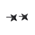 Tiny Black Stone Druzy Small 925 Cz Crystal Earrings Studs Round Cubic Zirconia Bezel Setting