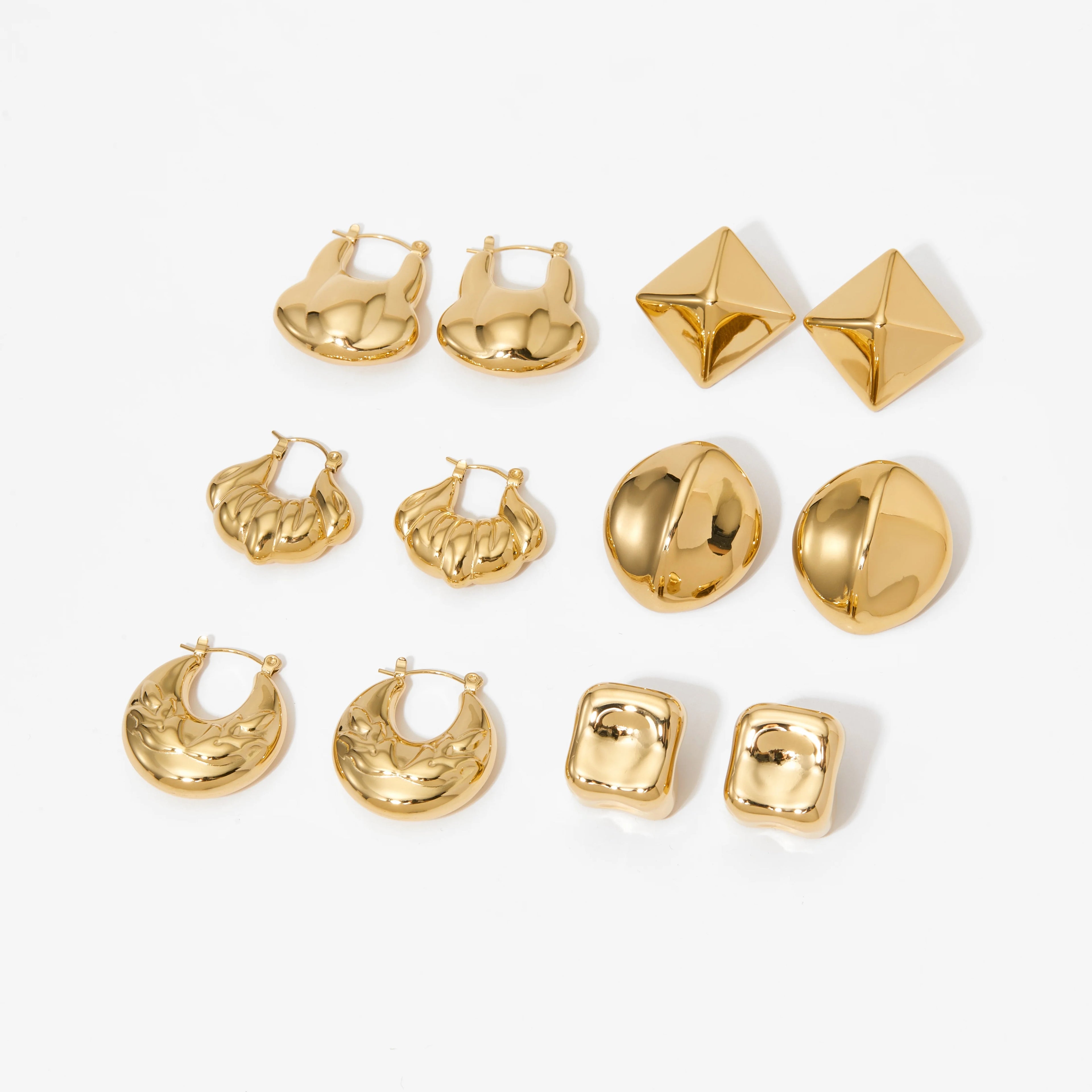 CLIORO Stainless Steel Stud Earrings Hoop Earrings Trendy Gold Plated Hollow Chunky Unique Earrings Jewelry for Women