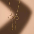 2025 Cute Bowknot Bow Necklace 18K Gold Plated Pendant Charm Necklace Chain Stainless Steel Necklace for Women Girls