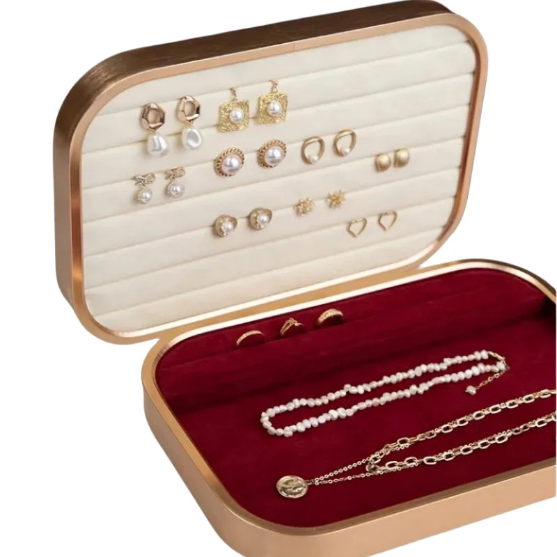 Custom Luxury Stackable Golden Metal Jewelry Organizer Tray for Ring Earrings Showcase