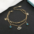 2021 Design Waterdrop Diamond Evils Eye Charm  Multi Layer Stainless Steel Chain Evil Eyes  for Women