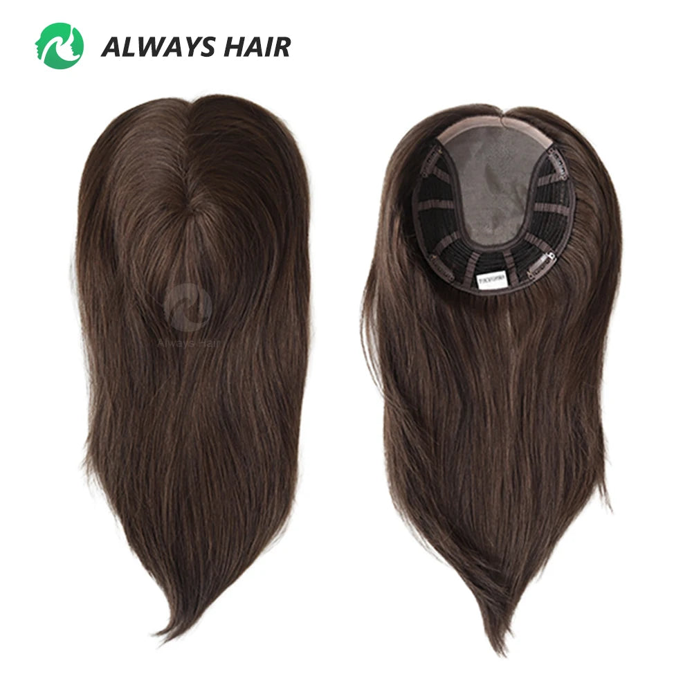 Wholesale 3 Clips in Hair Pieces for Women Chinese Virgin Remy Cuticle Hair Toppers 14" 6x7 Natural Straight 120% Density