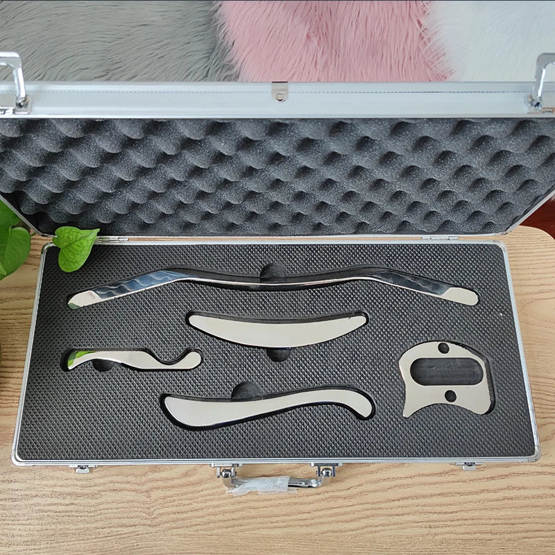 5 Pieces Stainless Steel Gua Sha Scraping Massage Tool Mobilization for Soft Tissue Physical Therapy Body IASTM Guasha Tools