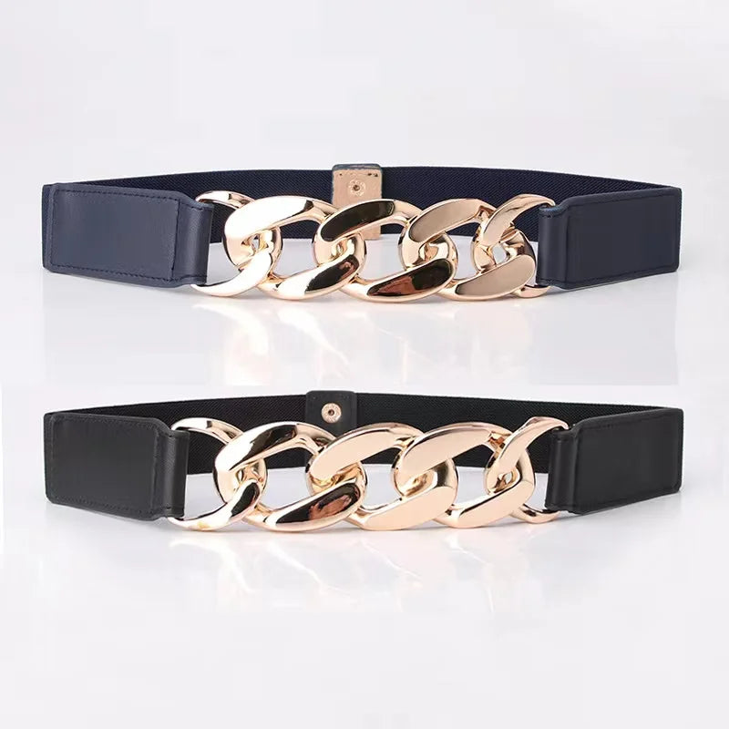 European and American Trend Exaggerated Metal Thick Chain Belt Motorcycle Punk Style Elastic Girdle Suit Decorative Belt