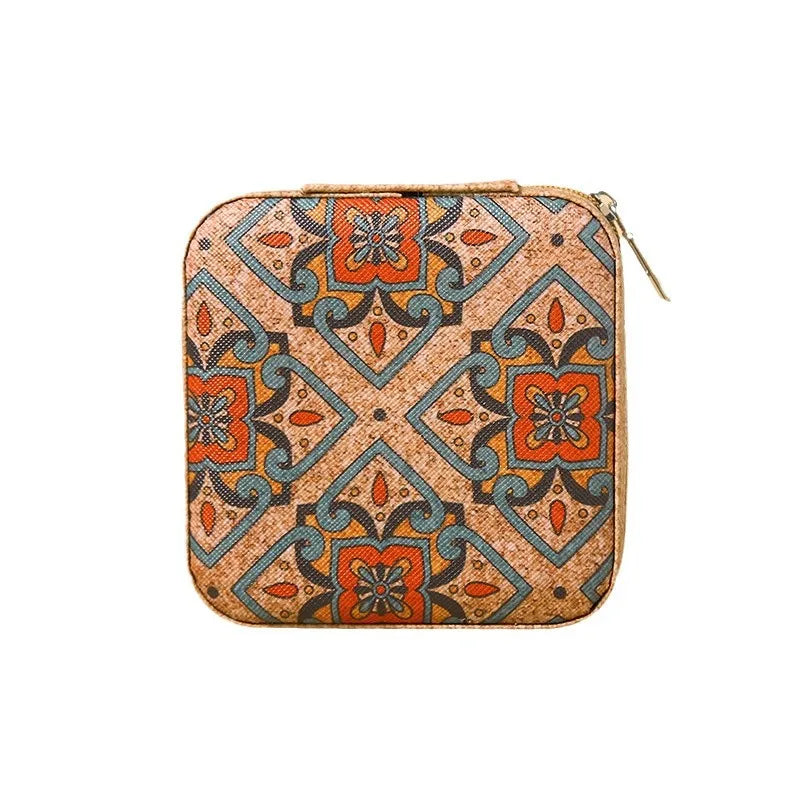 Fashion Charm Bracelets Multi-functional Exquisite Storage Portable Eco-friendly Leather Retro Printed Square Women's Diamond