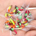 Ice Fishing Nymphing Flies Tungsten Bead Head Fluorescent Nymph Trout Bass Perch Pike Flies #8 Pearl Tinsel Nymph