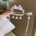 Vintage Chinese Traditional Acrylic Purple Flower Hairpin Classic Tassel Hair Stick Elegant Women Elegant Hanfu Hair Accessories
