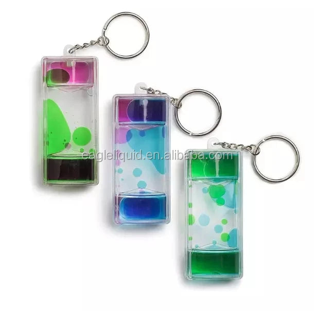 Free Sample Factory Wholesale Acrylic Liquid Bubble Motion Timer Keychain Liquid Sensory Motion Timer Keyring MegaBDM