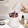 360 Degree Rotatable Plastic Cosmetic Organizer Storage Box Dustproof Makeup Office Pencil Container Nail Art Brush Holder Lid