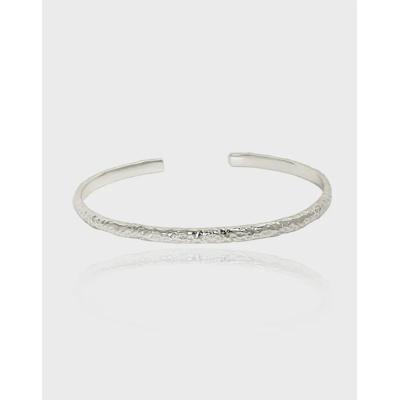 3.5mm Width 925 Sterling Silver Irregular Concave Convex Cuff Bangles for Women Party  Fine Jewelry