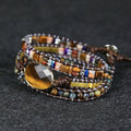 Boho Natural Stone Bracelet for Men Jewelry Tiger Eye Agate Crystal Handmade Layered Braided Wrap Beaded Bracelet Jewelry