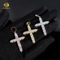 New Arrival Classic Tennis Cross 925 Sterling Silver Asscher Cut Hip Hop VVS Moissanite Pendant