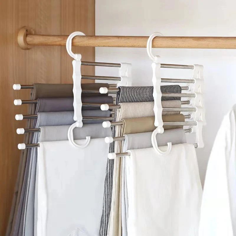 Multi-functional Hanger for Organizing and Storage Foldable Pants Organizer Space-saving Wardrobe and Bedroom Closet Organizer