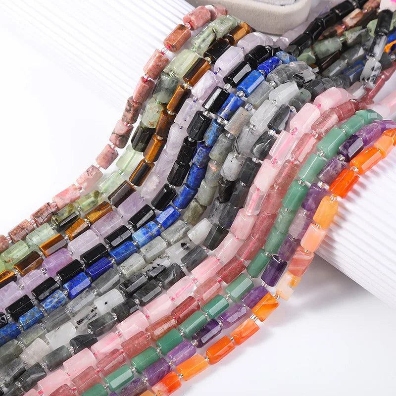 Factory Wholesale 8*12mm Labradorite Cylinder Columnar Tube Shape Loose Natural Feng Shui Quartz Stone Beads for Bracelet Making
