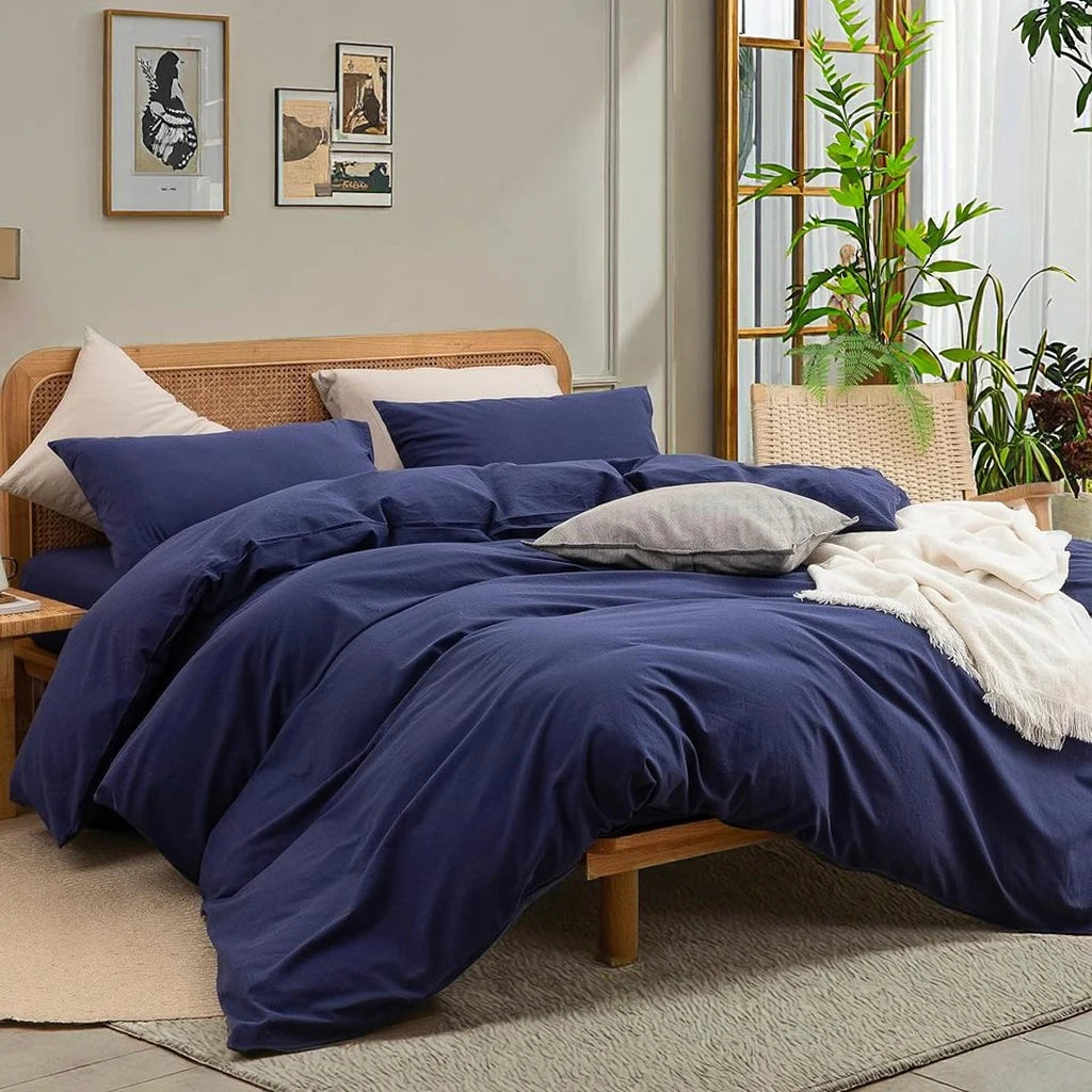 Royal Dark Blue High Quality Bedding Western Bedding Cotton Set Bedding Luxury China Wholesale