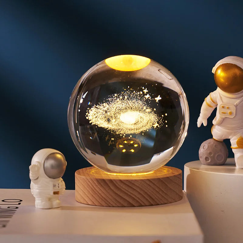 Drop Shipping Christmas Kids Birthday Gift Astronaut Star Night Moon Lamp Night Solar System Light Crystal Lighting