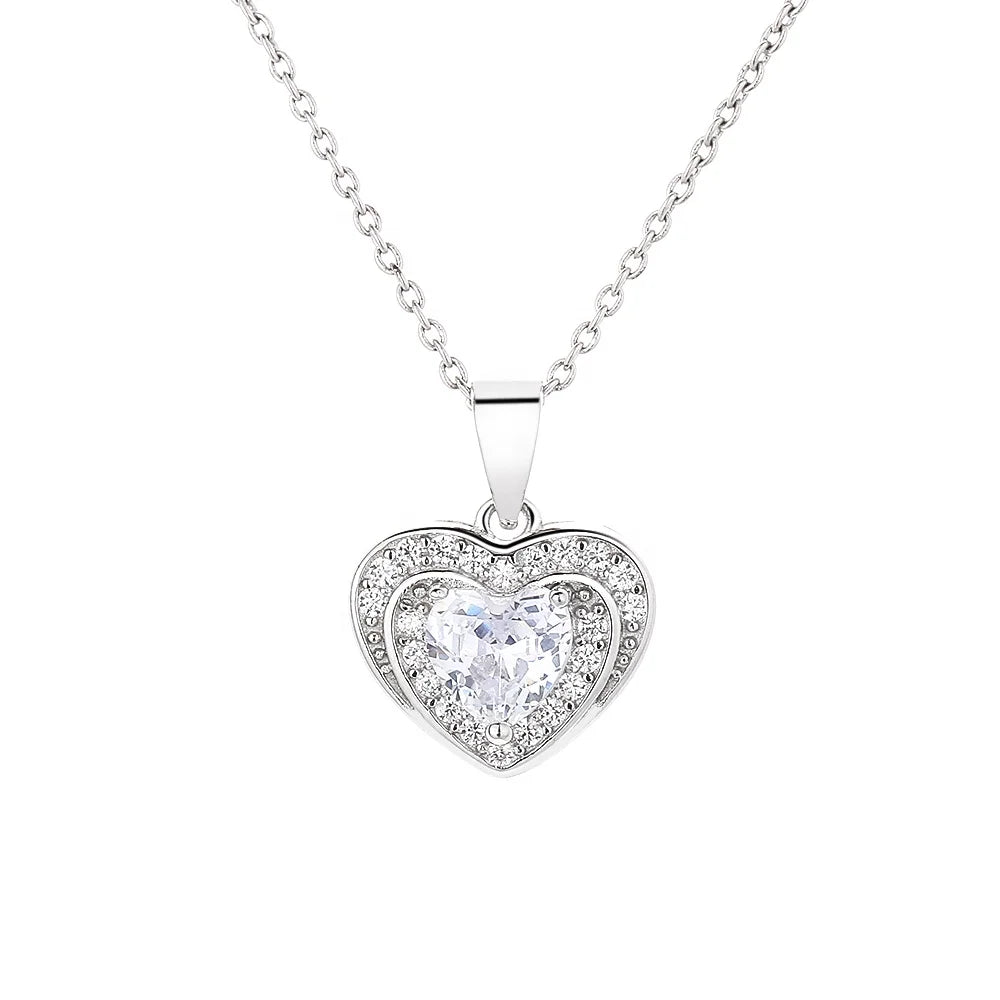 925 Sterling Silver Necklace Women's Heart-Shaped Pendant Valentine's Day Jewelry Wholesale