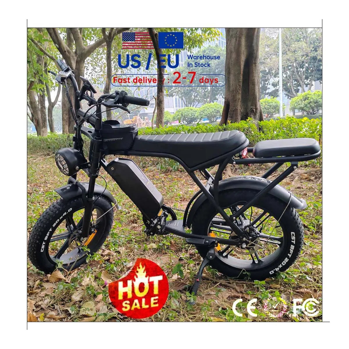 EU VOMO C80 Fat Tire Electric Bike Electric  Backseat E-bike 250W EBIKE Motor Battery Bike V8 E Bike