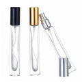 Customize Printing logo Glass Cosmetic Packaging 10ml Wood Gold Silver Black Cover Fine Mist Spray Perfume Bottle