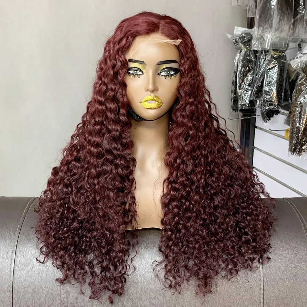 One Donore Raw Hair WigPerruque Humain HairSDD 26 Inch Piano Color Luxury Curl 5 by 5 Lace Closure Wigs for Girl