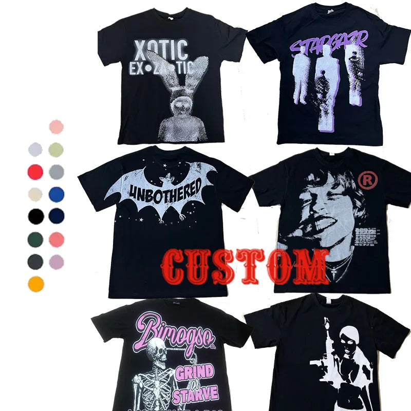 DTG Graphic Custom Logo Acid Wash t Shirt Boxy Fit Vintage Washed 250 Gsm Tshirt  T-shirt for Men