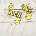 Hot Sale  Cake Birthday Party Decoration Supplies Best Gold Cupcake Topper US Dollar Rich $ Word Letters Cake Toppers