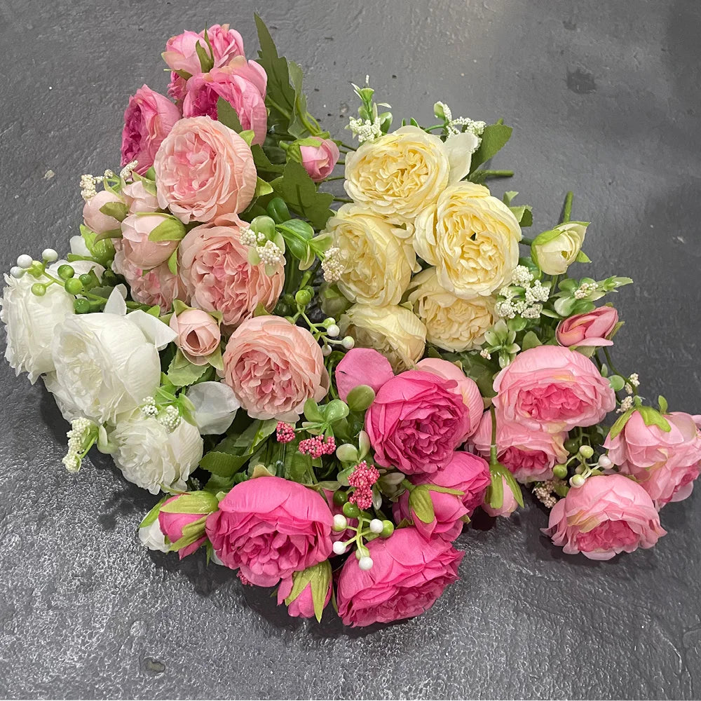 Wholesale MLD Brand Emulation Artificial Peony Bouquet-Valentine's Day & Wedding Decoration 35cm Plastic Flowers 1 Pcs/bag
