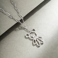INS Style Stainless Steel Teddy Bear Pendant Necklace for Ladies Trendy Hiphop Bear Design on Link Chain for Sweater