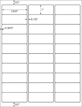 White 1 X 2-5/8 Inch Printable White Sticker Labels Laser/Inkjet Printing - Matte 30 Per Page Easy Peel Address Labels