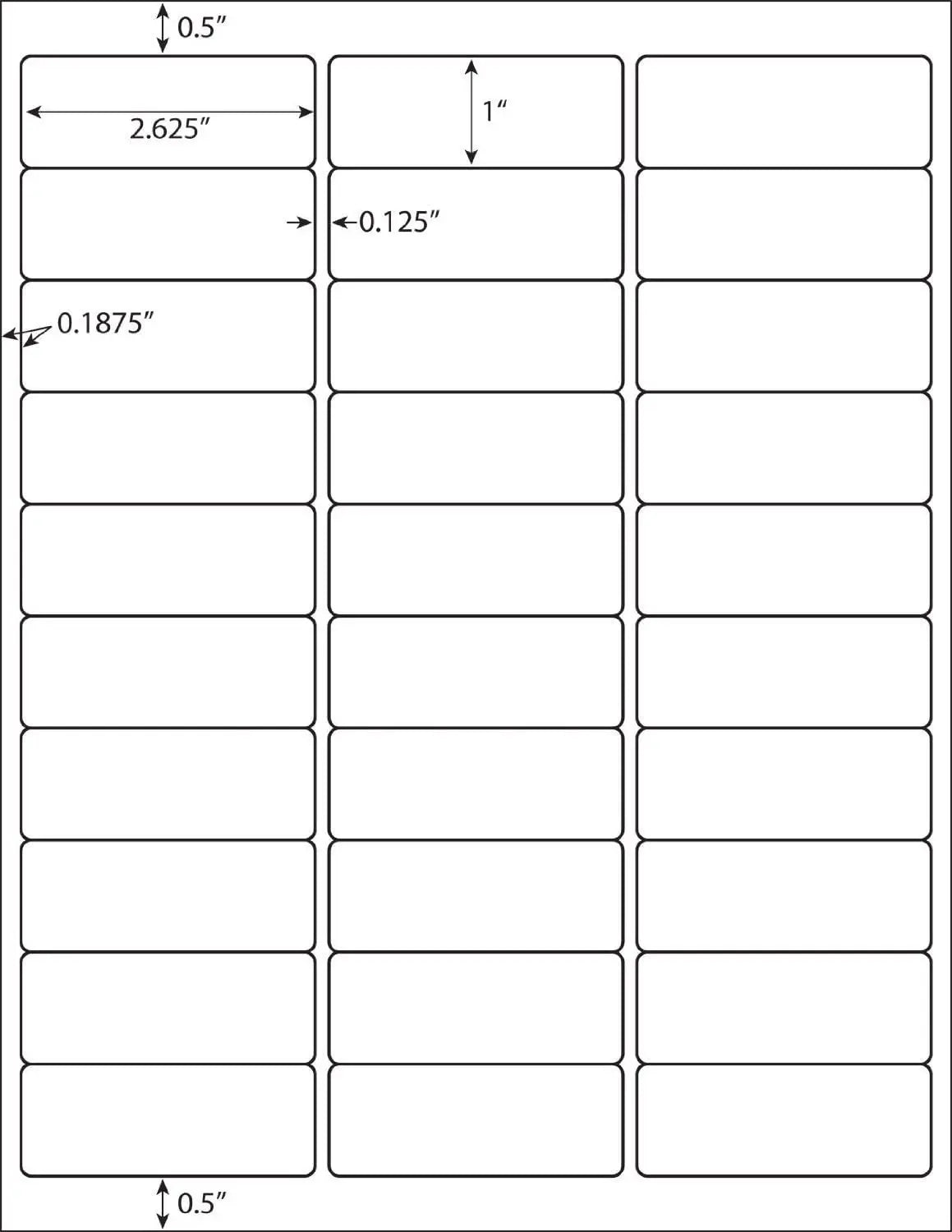White 1 X 2-5/8 Inch Printable White Sticker Labels Laser/Inkjet Printing - Matte 30 Per Page Easy Peel Address Labels