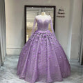Modest Gorgeous O-Neck Long Sleeves Quinceanera Evening Dresses Jancember RL257