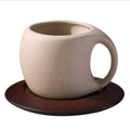 Wholesale Vintage Light Luxury Ceramic Mug with Wood Saucer and Plate